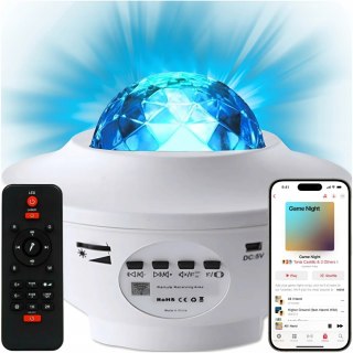 Lampka Nocna Projektor Gwiazd Dla Dzieci Bluetooth 21 Trybów, Pilot, Timer