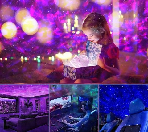 Lampka Nocna Projektor Gwiazd Led Jajo Dinozaura 8W Bluetooth Timer Głośnik