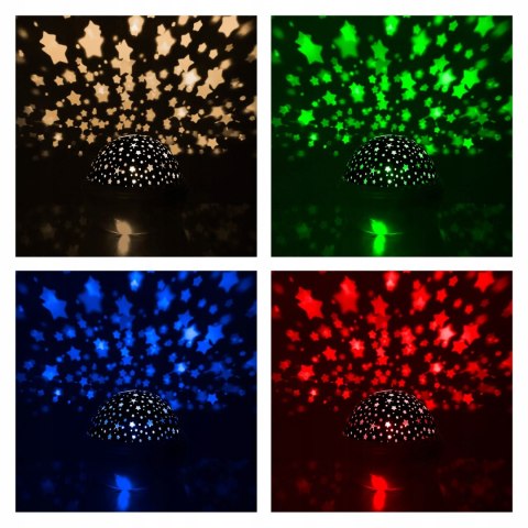 Lampka Nocna Projektor Nocnego Nieba I Gwiazd 2W1- Obracająca Się, 4 Kolory