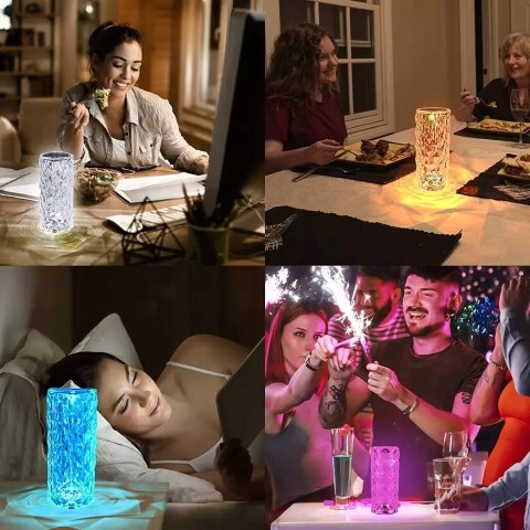 Lampka Nocna Róża Projektor Led Rgb 1W Pilot Dotyk 4 Tryby 16 Kolorów