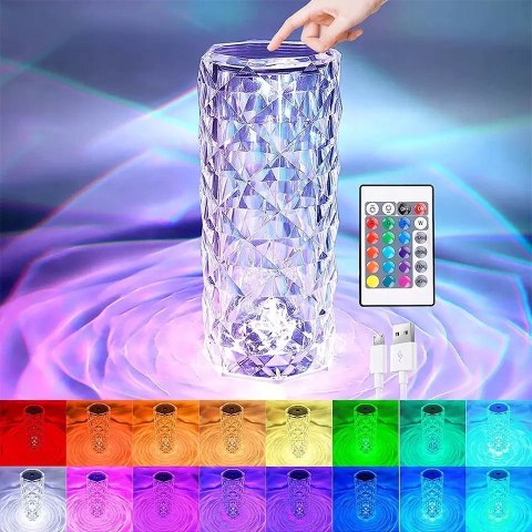 Lampka Nocna Róża Projektor Led Rgb 1W Pilot Dotyk 4 Tryby 16 Kolorów