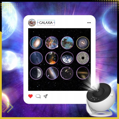 Projektor Galaxia Planetarium 360° Hd 260 Led 13 Motywów Timer Usb Biały