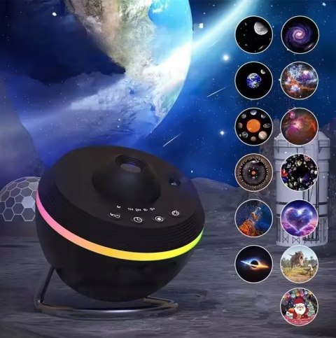 Projektor Gwiazd 4K Led 360° Z 13 Dyskami Meteorytów Lampka Nocna Efektowa