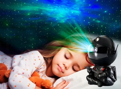 Projektor Gwiazd Astronauta 3D Lampka Nocna Obrotowy 360 Stopni Z Pilotem
