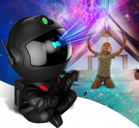 Projektor Gwiazd Astronauta 3D Lampka Nocna Obrotowy 360 Stopni Z Pilotem