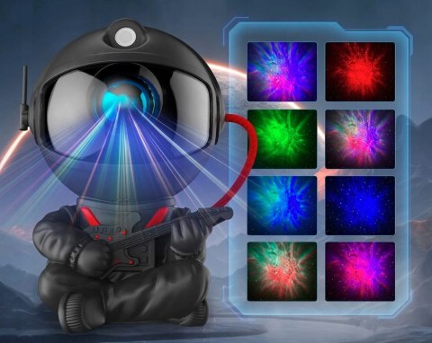 Projektor Gwiazd Astronauta 3D Lampka Nocna Obrotowy 360 Stopni Z Pilotem