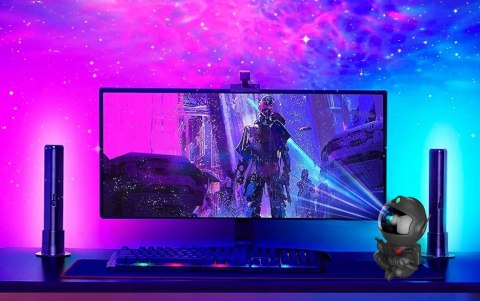 Projektor Gwiazd Astronauta 3D Lampka Nocna Obrotowy 360 Stopni Z Pilotem