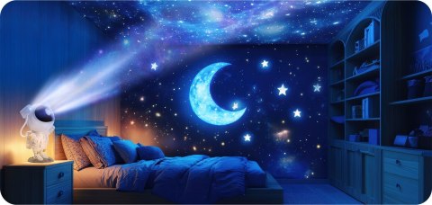 Projektor Gwiazd Astronauta 8 Trybów 360° Z Pilotem, Dla Dzieci, Magiczny