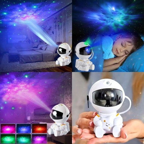 Projektor Gwiazd Astronauta Led 5W 8 Trybów Z Pilotem I Regulacją Światła
