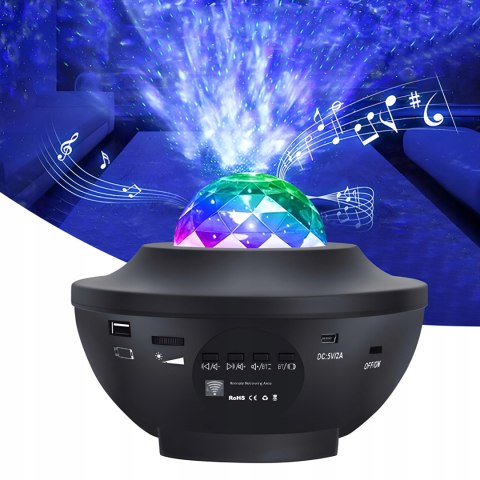 Projektor Gwiazd Dla Dzieci Led Obrotowy Usb, 21 Efektów, Bluetooth + Pilot