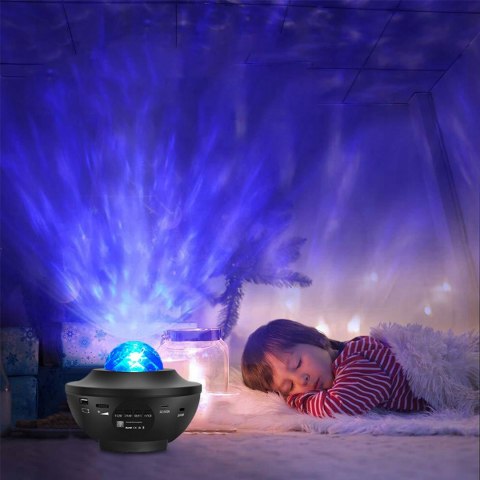 Projektor Gwiazd Dla Dzieci Led Obrotowy Usb, 21 Efektów, Bluetooth + Pilot