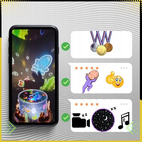 Projektor Gwiazd Dziecięcy Króliczek 360° Lampka Rzutnik Bt Usb 6 Motywów