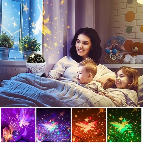 Projektor Gwiazd Lampka Led Obrotowa 360° 3W Na Baterie/Usb, Rgb, Prezent