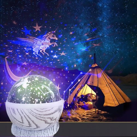 Projektor Gwiazd Lampka Led Obrotowa 360° 3W Na Baterie/Usb, Rgb, Prezent