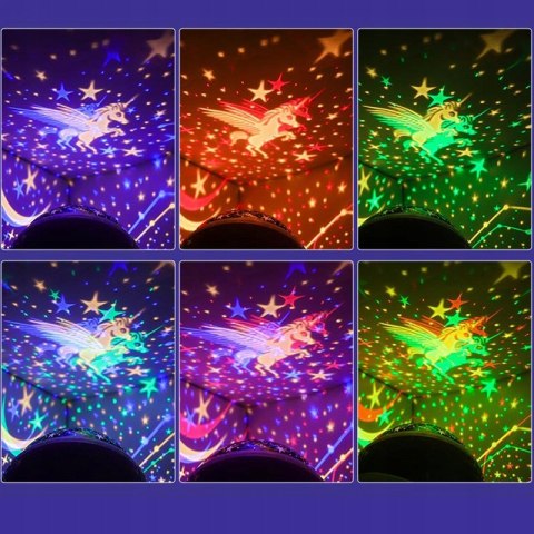 Projektor Gwiazd Lampka Led Obrotowa 360° 3W Na Baterie/Usb, Rgb, Prezent