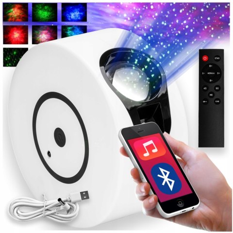 Projektor Gwiazd Nebula Lampka Nocna Z Głośnikiem Bluetooth+Pilot 8 Trybów