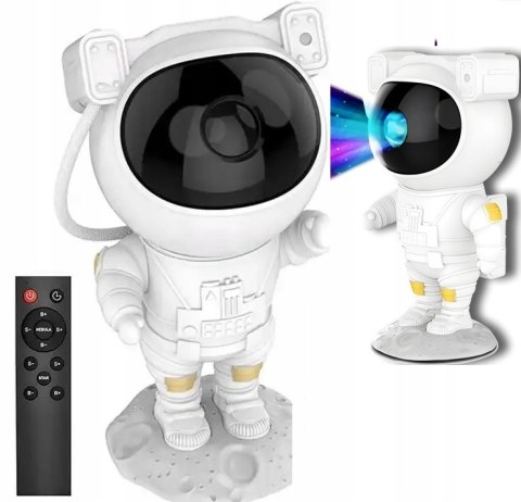 Projektor Gwiazd Nieba Led Astronauta 360° 8 Trybów Z Pilotem I Timerem