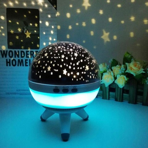 Projektor Gwiazd Nieba Led Lampka Nocna 7 Kolorów Obrotowa 360° Dla Dzieci