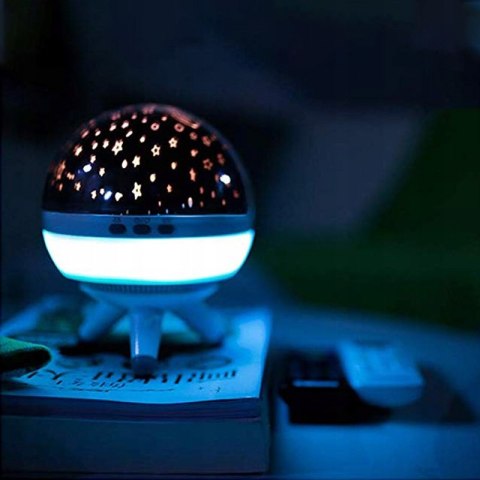 Projektor Gwiazd Nieba Led Lampka Nocna 7 Kolorów Obrotowa 360° Dla Dzieci