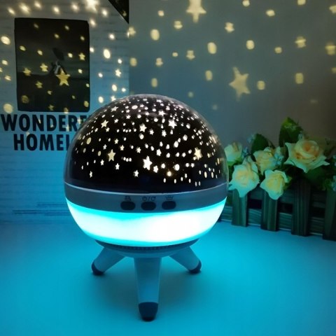 Projektor Gwiazd Nieba Led Lampka Nocna 7 Kolorów Obrotowa 360° Dla Dzieci