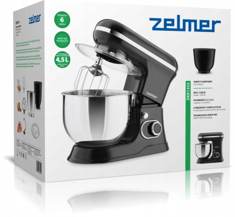 Wydajny Robot Kuchenny Zelmer 1200W 6 Prędkości Planetarny 2 Misy Smart Mix
