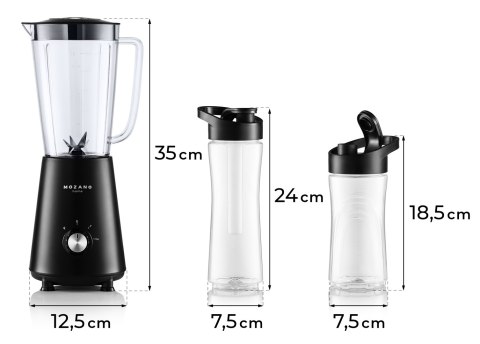 Blender Kielichowy 3W1 1L+Bidony 600/400Ml, 2 Wkłady Chłodzące, 6 Ostrzy