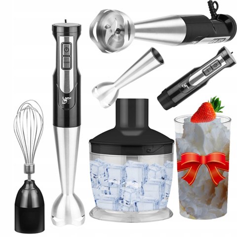 Blender Ręczny Lafe 3W1 800W Noże Stali 700Ml Kubek Turbo Ubijanie Piany