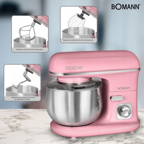 Wielozadaniowy Robot Kuchenny Bomann 1100W Róż- Planetarny Mikser Do Ciasta