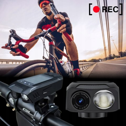Kamera Sportowa Rowerowa 4K/60Fps Uhd Z Latarką I Klaksonem 4W1 64Gb Hakuri