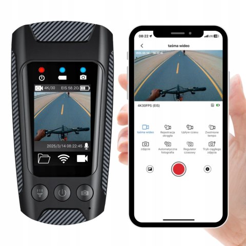 Kamera Sportowa Rowerowa 4K/60Fps Uhd Z Latarką I Klaksonem 4W1 64Gb Hakuri