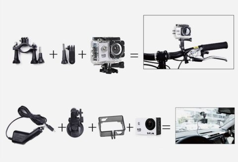 Kamera sportowa SJCAM SJ4000 WiFi, 4K, 12 Mpx, ekran 2 cale, czarna