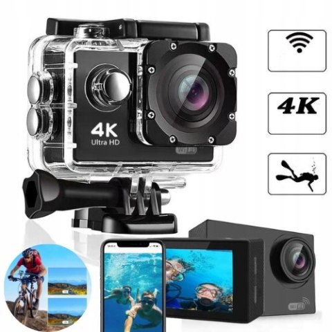 Kamera Sportowa Wolfang Ga100 4K Hd Wifi 20Mp Eis Wodoodporna+17 Akcesoriów