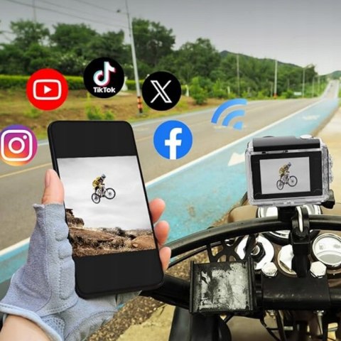 Kamera Sportowa Wolfang Ga100 4K Hd Wifi 20Mp Eis Wodoodporna+17 Akcesoriów