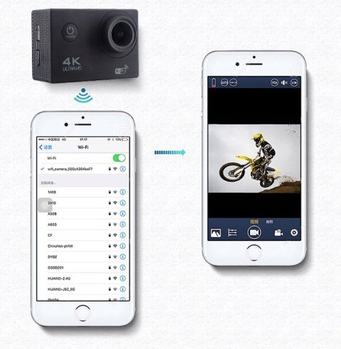 Kamera Sportowa Wolfang Ga100 4K Hd Wifi 20Mp Eis Wodoodporna+17 Akcesoriów