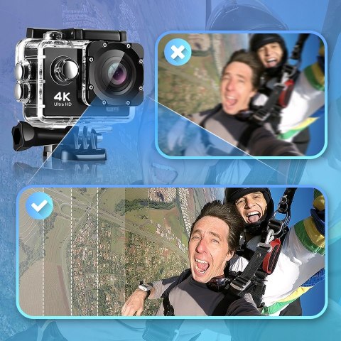 Kamera Sportowa Wolfang Ga100 4K Hd Wifi 20Mp Eis Wodoodporna+17 Akcesoriów