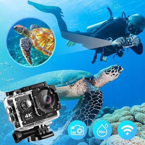Kamera Sportowa Wolfang Ga100 4K Hd Wifi 20Mp Eis Wodoodporna+17 Akcesoriów