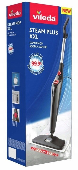 Mop Parowy Vileda Steam Plus Xxl 2 Wkłady 40Cm Szybki Start Czyste Podłogi