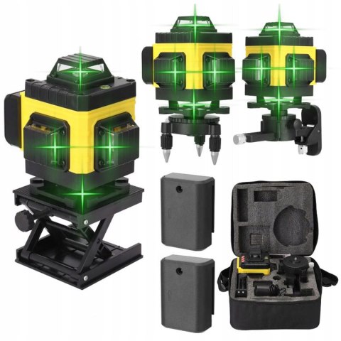 Poziomica Laserowa 4D Żółta 360° - Precyzyjny Zestaw: Etui, Pilot, 2Xaku
