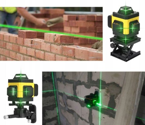 Poziomica Laserowa 4D Żółta 360° - Precyzyjny Zestaw: Etui, Pilot, 2Xaku