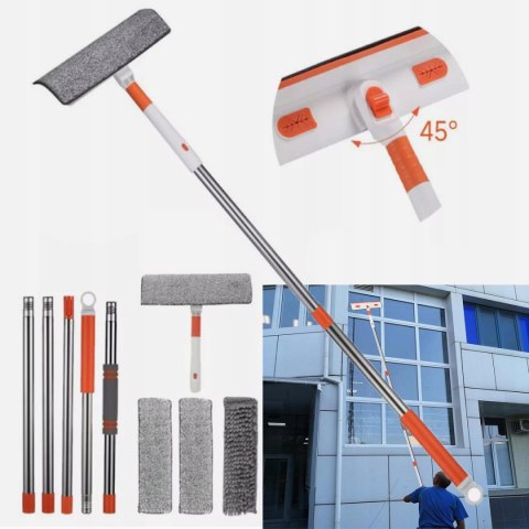 Teleskopowa Myjka Do Okien 2W1 - 208Cm Mop Z Mikrofibrą I Ściągaczką