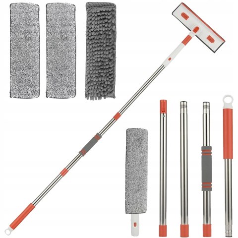 Teleskopowa Myjka Do Okien 2W1 - 208Cm Mop Z Mikrofibrą I Ściągaczką