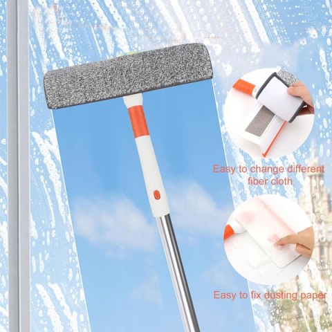 Teleskopowa Myjka Do Okien 2W1 - 208Cm Mop Z Mikrofibrą I Ściągaczką