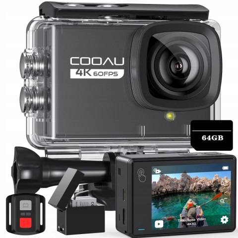 Kamera Akcji Cooau 4K 24Mp Wifi, Wodoodporna Do 40M, Eis, Mikrofon