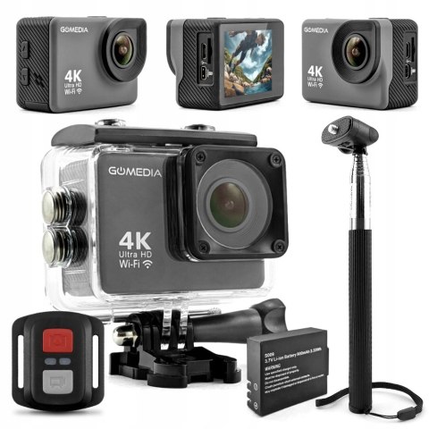 Kamera Sportowa Gomedia V-30 4K 30Fps, Wi-Fi, Pilot, Akcesoria W Zestawie