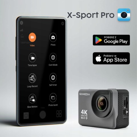 Kamera Sportowa Gomedia V-30 4K 30Fps Wifi, Akcesoria I Monopod