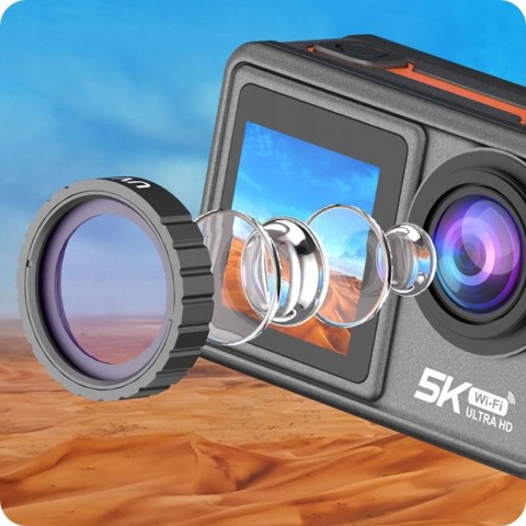 Kamera Sportowa Gomedia V-39S 5K Uhd, Wi-Fi, Eis, Zestaw Akcesoriów