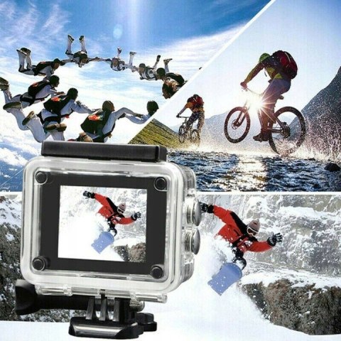 Kamerka Sportowa Czarna Full Hd Wodoodporna 30M Anti-Shake Etui + Uchwyty
