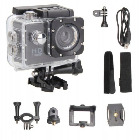 Wodoodporna Kamera Sportowa Full Hd 1080P 15Mp Do 30M Lcd 2 Z Akcesoriami