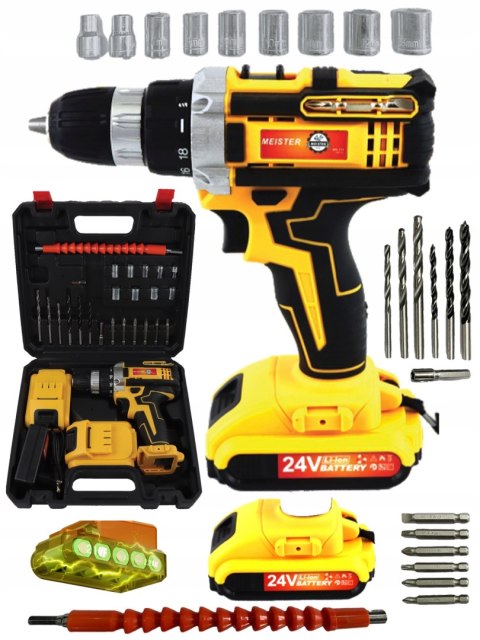 Akumulatorowa Wiertarko-Wkrętarka 24V Meister Ms-710 Led + 2Xaku, Walizka