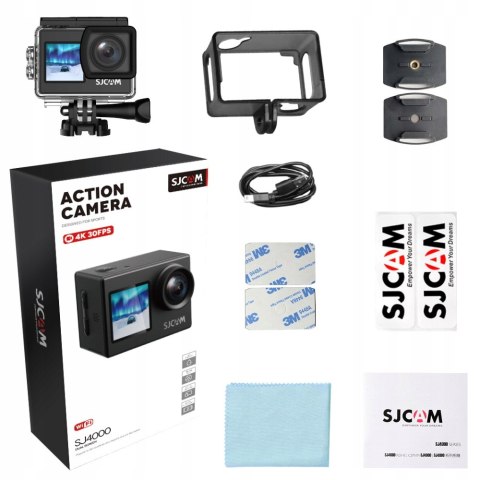 Kamera Sportowa Sj4000 Dual Screen 4K Uhd, Wodoodporna Do 30 M, Czarna